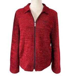 Glensport Authentic Travel Wear Red Chenille Full Zip Jacket Size 12P